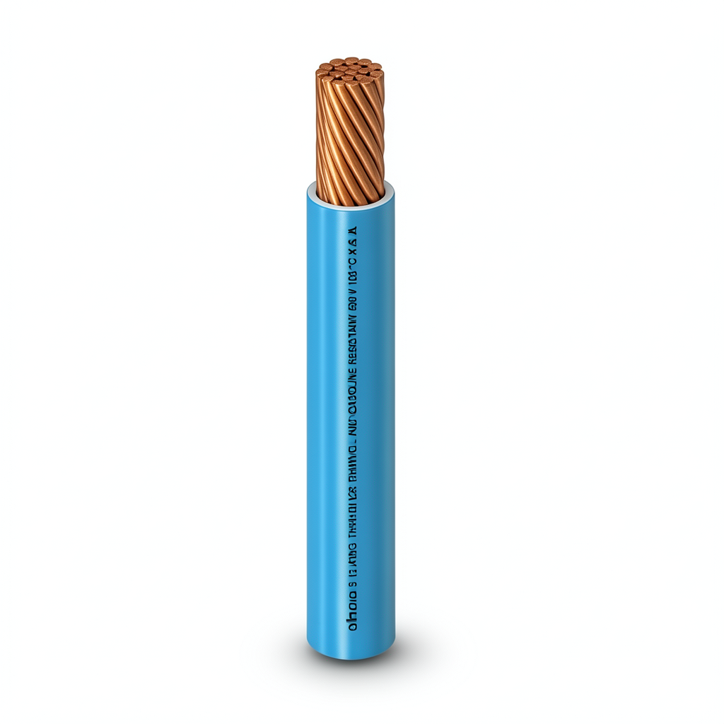 كابل نحاس THHN/THWN معزول PVC 105 درجة مئوية مقاس 3.31 مم² قطر 3.1 مم لون أزرق 600 فولت طول 250 قدم | شركة الفنار