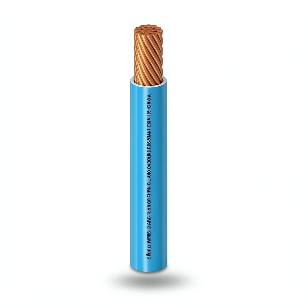 كابل نحاس THHN/THWN معزول PVC 105°C مقاس 5.26 مم² 600 فولت طول 250 قدم أزرق | شركة الفنار