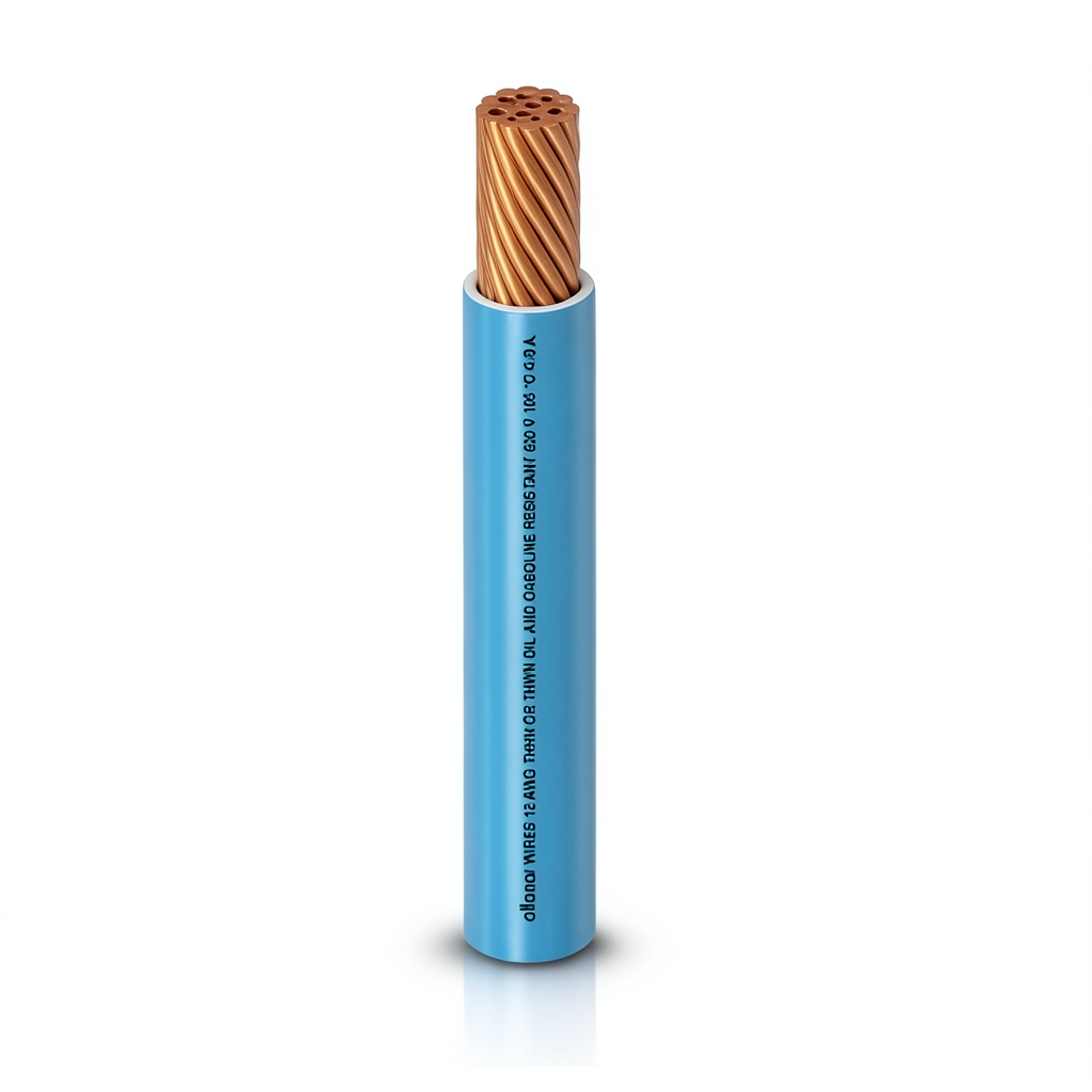 كابل نحاس THHN/THWN معزول PVC 105°C مقاس 0.82 مم² 600 فولت طول 250 قدم أزرق | شركة الفنار