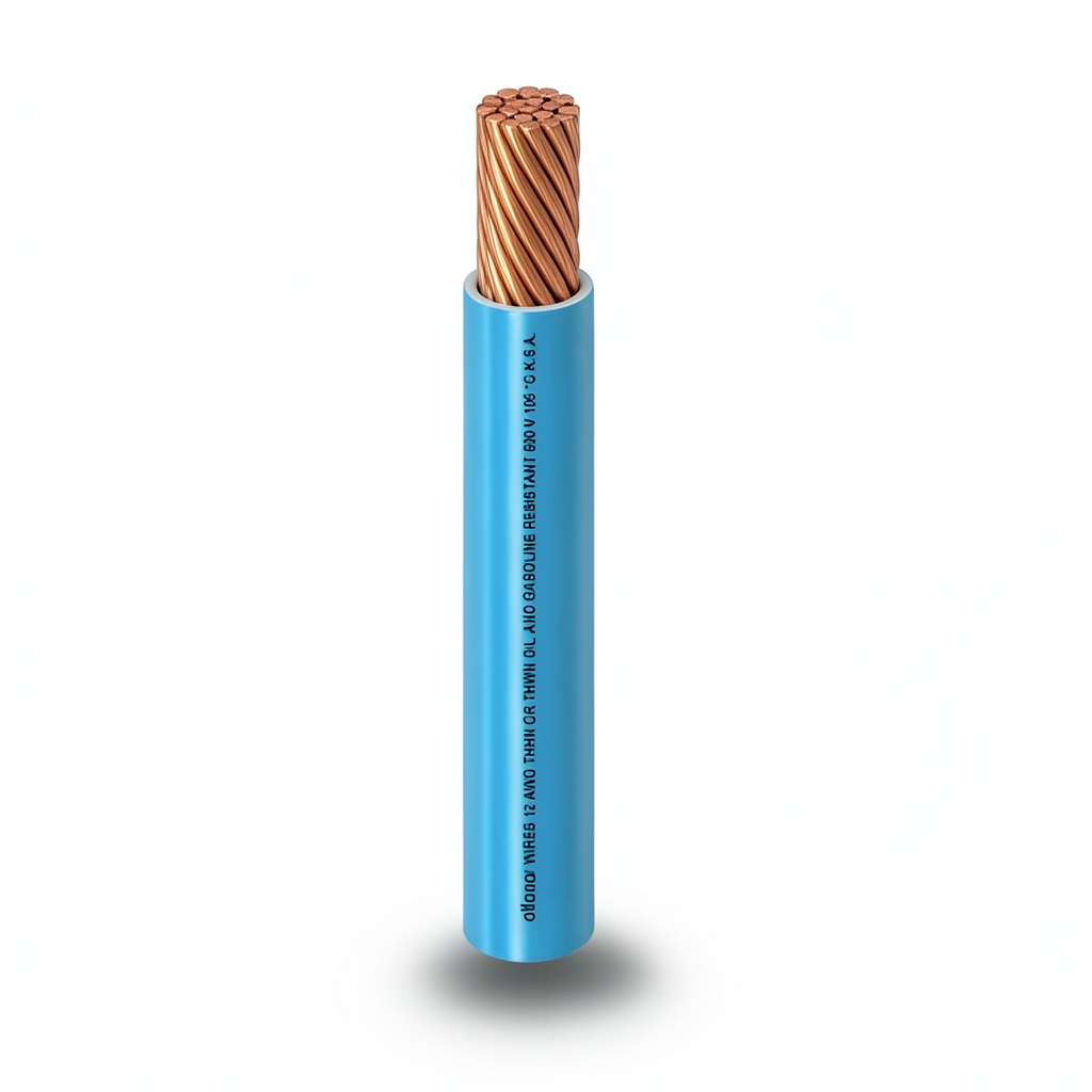 كابل نحاس THHN/THWN معزول PVC 105°C مقاس 5.26 مم² 600 فولت طول 250 قدم أزرق | شركة الفنار