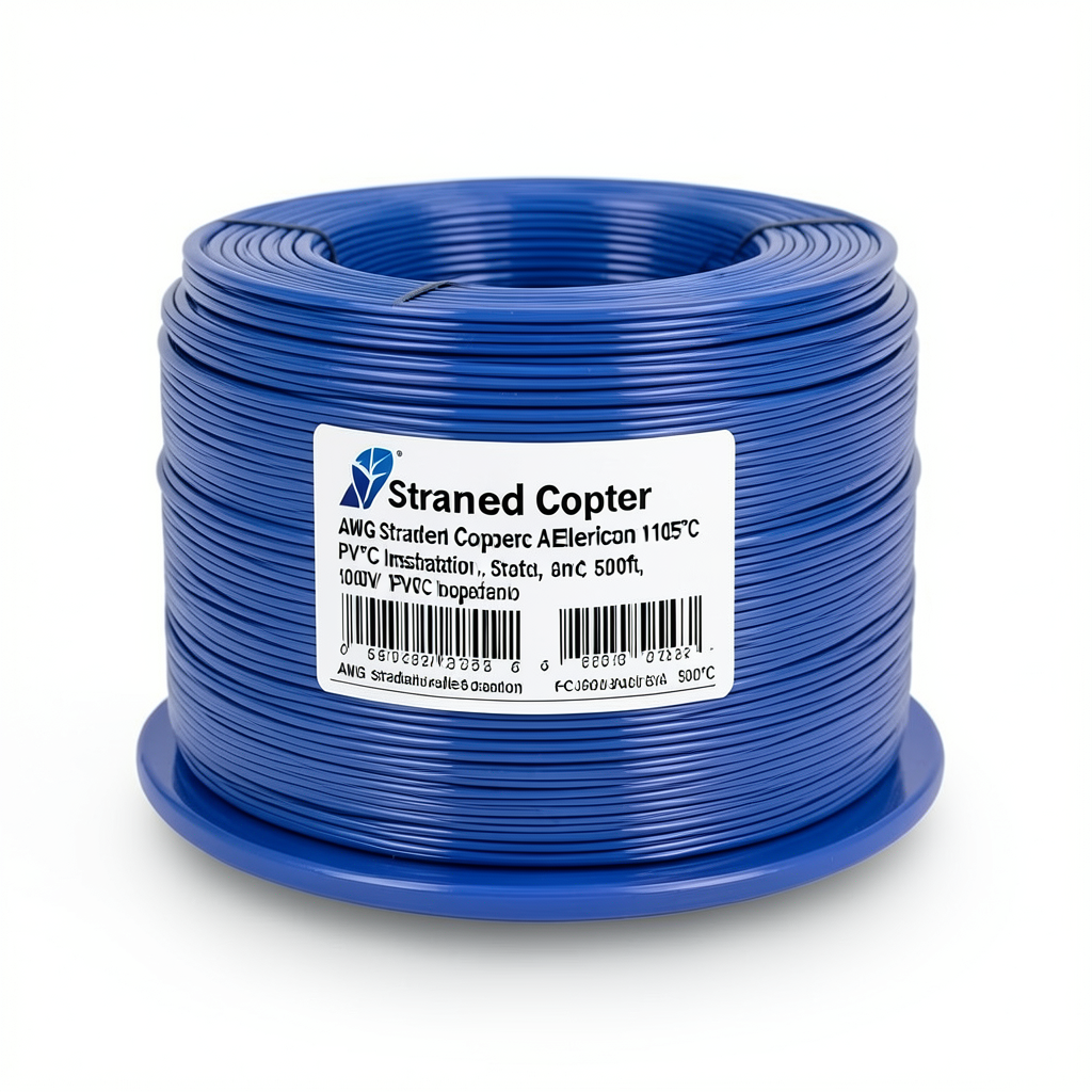 سلك امريكي 1 AWG نحاس مجدول معزول PVC 105°C، أزرق، 600 فولت، طول 500 قدم | شركة كابلات الشرقية للصناعة