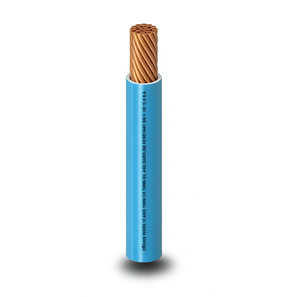 كابل نحاس THHN/THWN عزل PVC 105°C مقاس 2.08 مم² قطر 2.7 مم 600 فولت طول 250 قدم أزرق | شركة الفنار