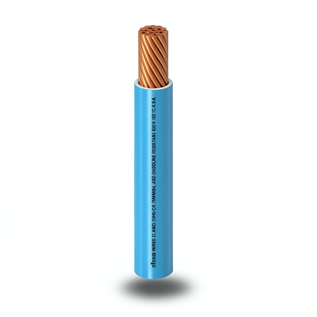 كابل نحاس THHN/THWN معزول PVC 105°C مقاس 0.82 مم² 600 فولت طول 250 قدم أزرق | شركة الفنار