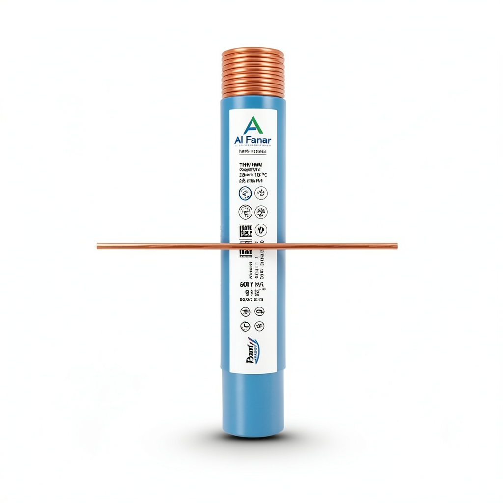 كابل نحاس THHN/THWN معزول PVC 105°C مقاس 2.08 مم² قطر 2.9 مم 600 فولت طول 250 قدم أزرق | شركة الفنار