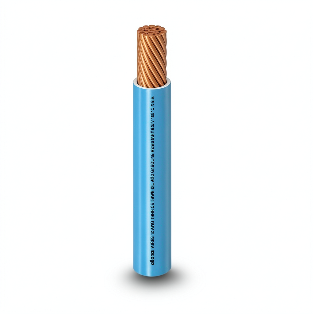 كابل نحاس THHN/THWN معزول PVC 105°C مقاس 5.26 مم² 600 فولت طول 250 قدم أزرق | شركة الفنار