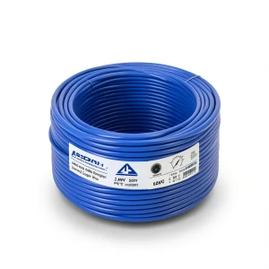 سلك كهرباء امريكي 2 AWG نحاس مجدول عزل PVC 105°C أزرق 600 فولت 500 قدم | شركة كابلات الشرقية للصناعة