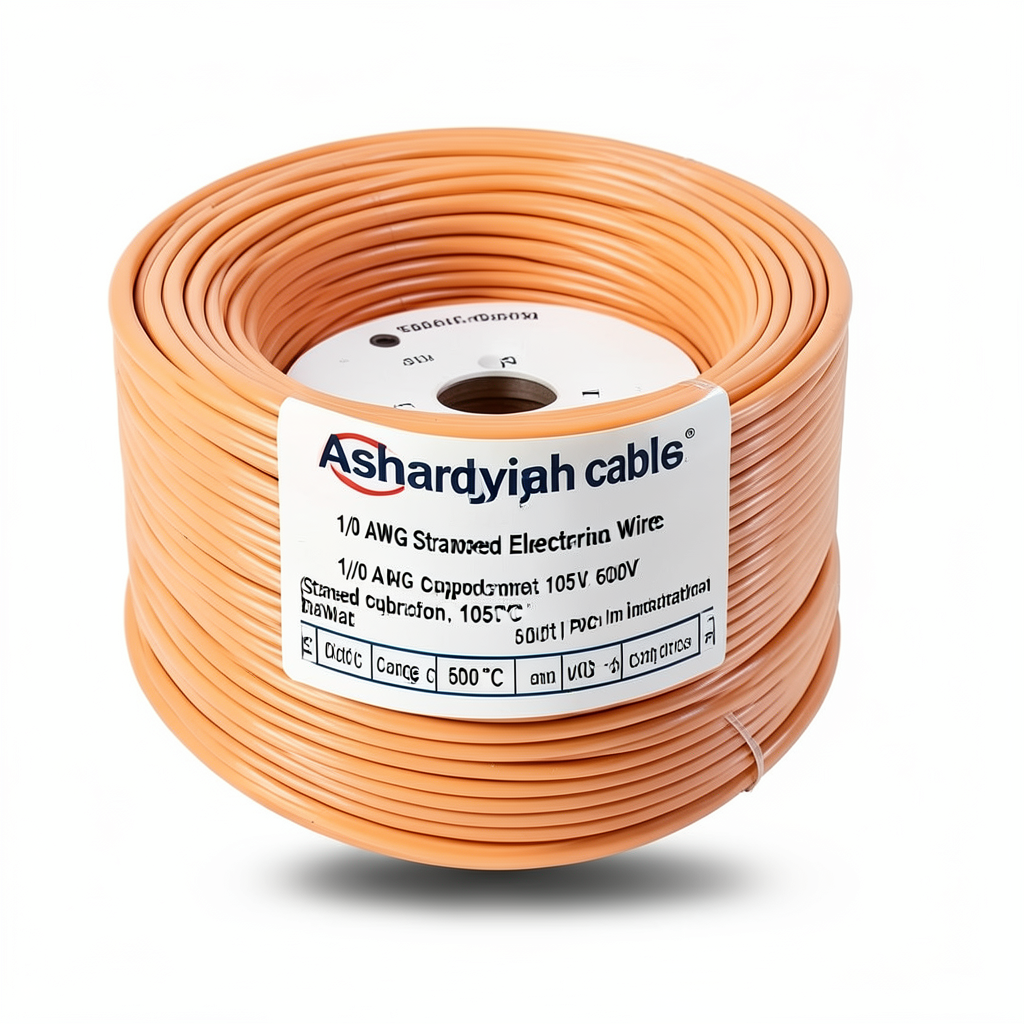 سلك امريكي 1/0 AWG نحاس مجدول معزول PVC 105°C برتقالي، 600 فولت، 500 قدم | شركة كابلات الشرقية للصناعة
