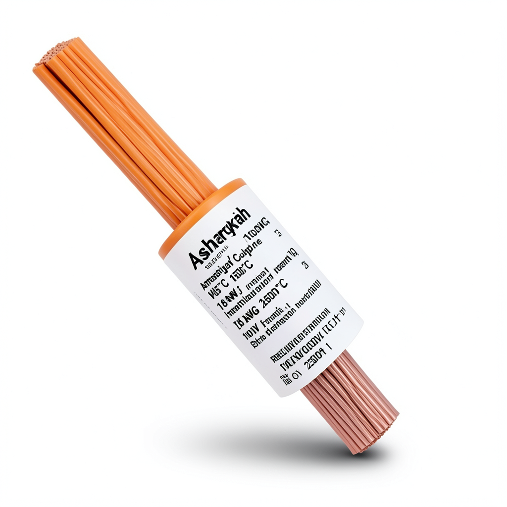 سلك كهرباء امريكي 18 AWG نحاس مجدول معزول PVC 105°C برتقالي، 600 فولت، طول 2500 قدم | شركة كابلات الشرقية للصناعة