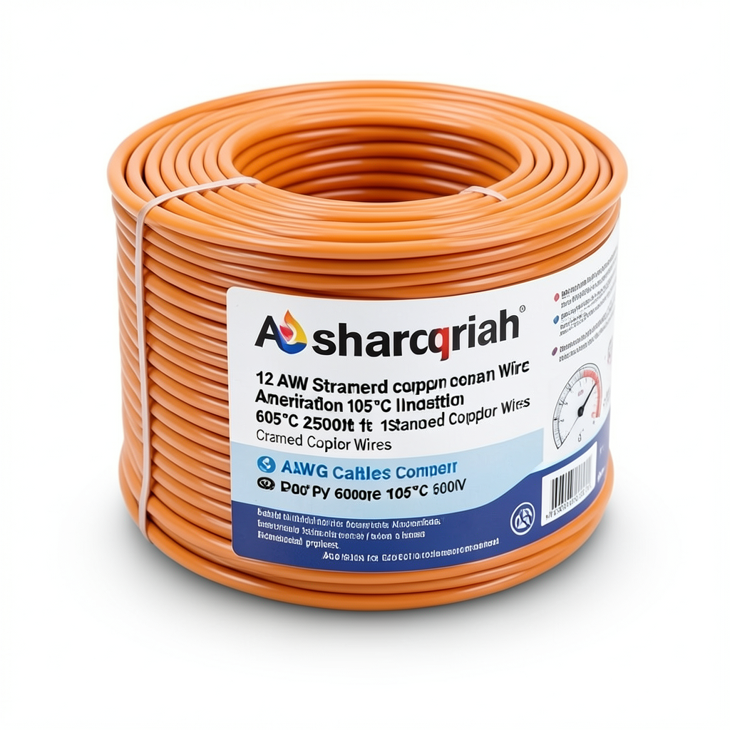 12 AWG Stranded Copper American Wire PVC Insulation 105°C Orange 600V 2500ft | Asharqiyah Cables Company for Industry