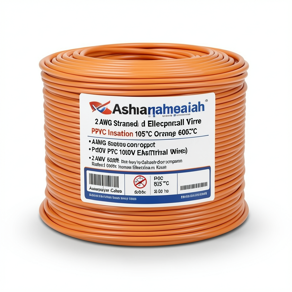 2 AWG Stranded Copper Electrical Wire PVC Insulation 105°C Orange 600V 500ft | Asharqiyah Cables Company for Industry
