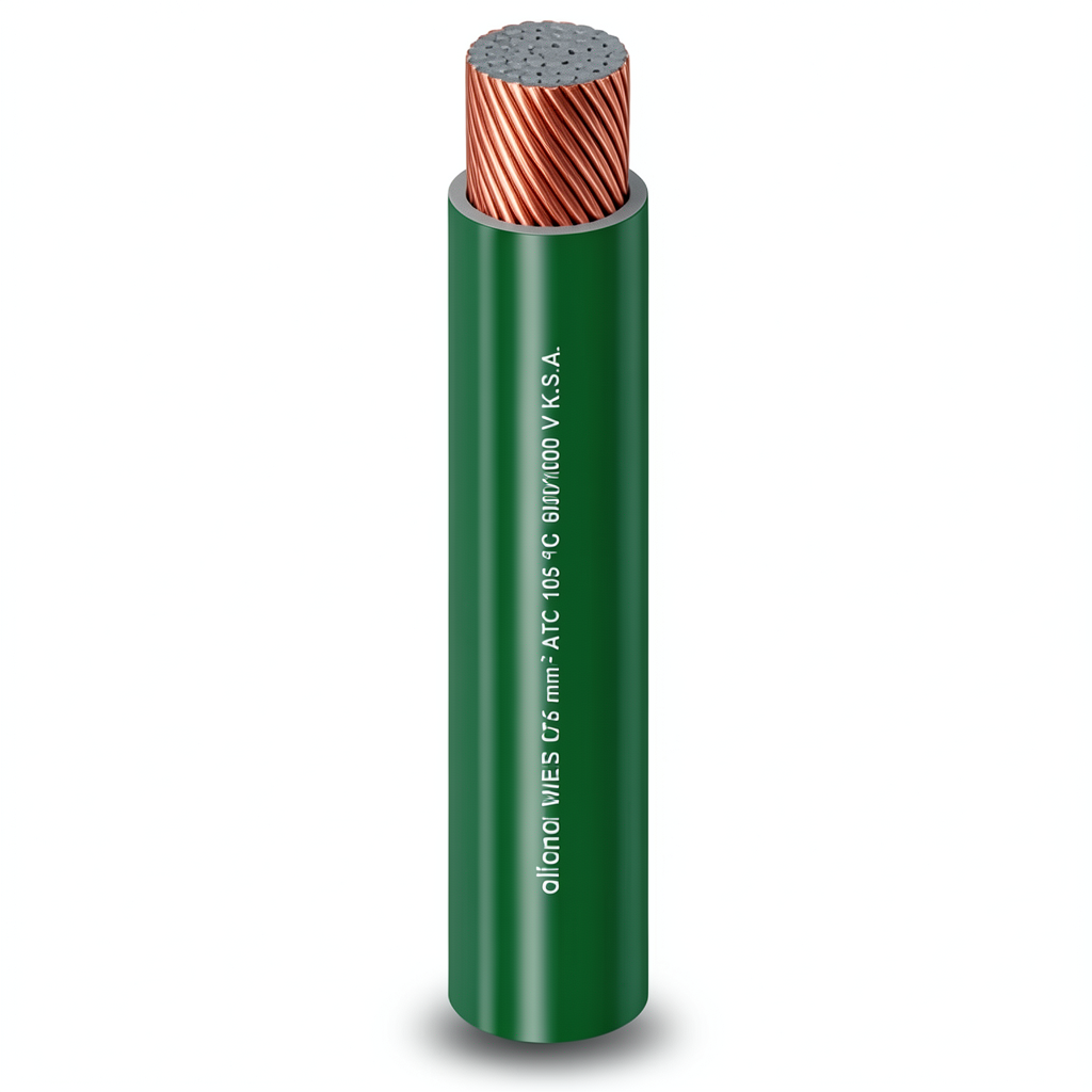 Flexible Tinned Copper Single Electrical Wire 150mm² 600/1000V Green Color | Al Fanar Alfanar