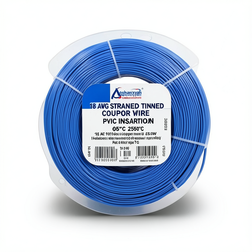 18 AWG Stranded Tinned Copper Wire PVC Insulation 105°C Blue 600V 2500ft | Asharqiyah Cables Company for Industry