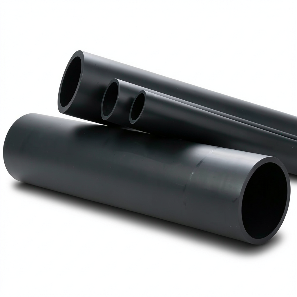 High Density Polyethylene Pipe Pressure 4 Bar PE 80 Size 200 mm Thickness 6.2 mm Black