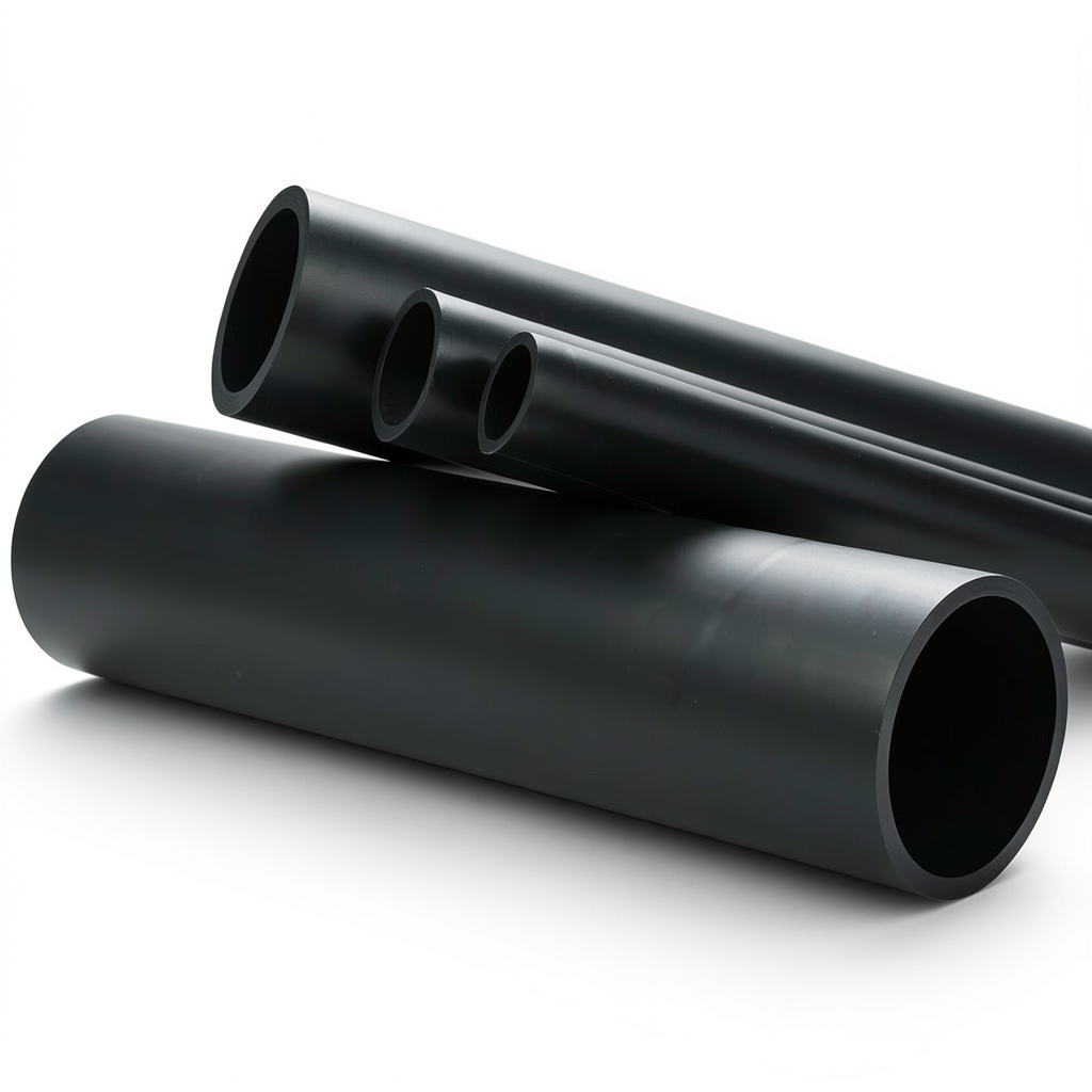HDPE Plastic Pipe Nominal Pressure 12.5 Bar PE 80 OD 160 mm Thickness 17.9 mm Black