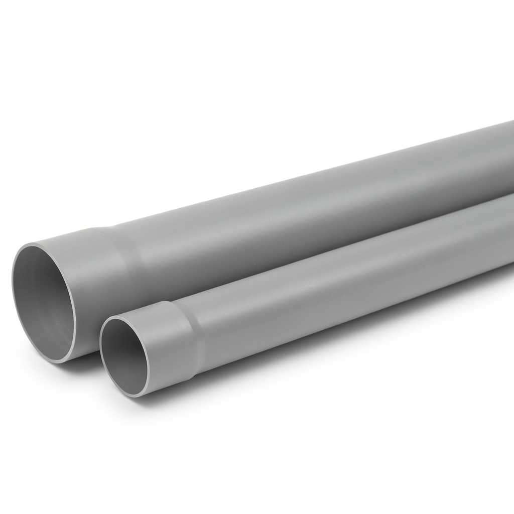 UPVC Plastic Pipe for Sewerage Systems SDR 11 Size 90 mm Thickness 8.2 mm Grey