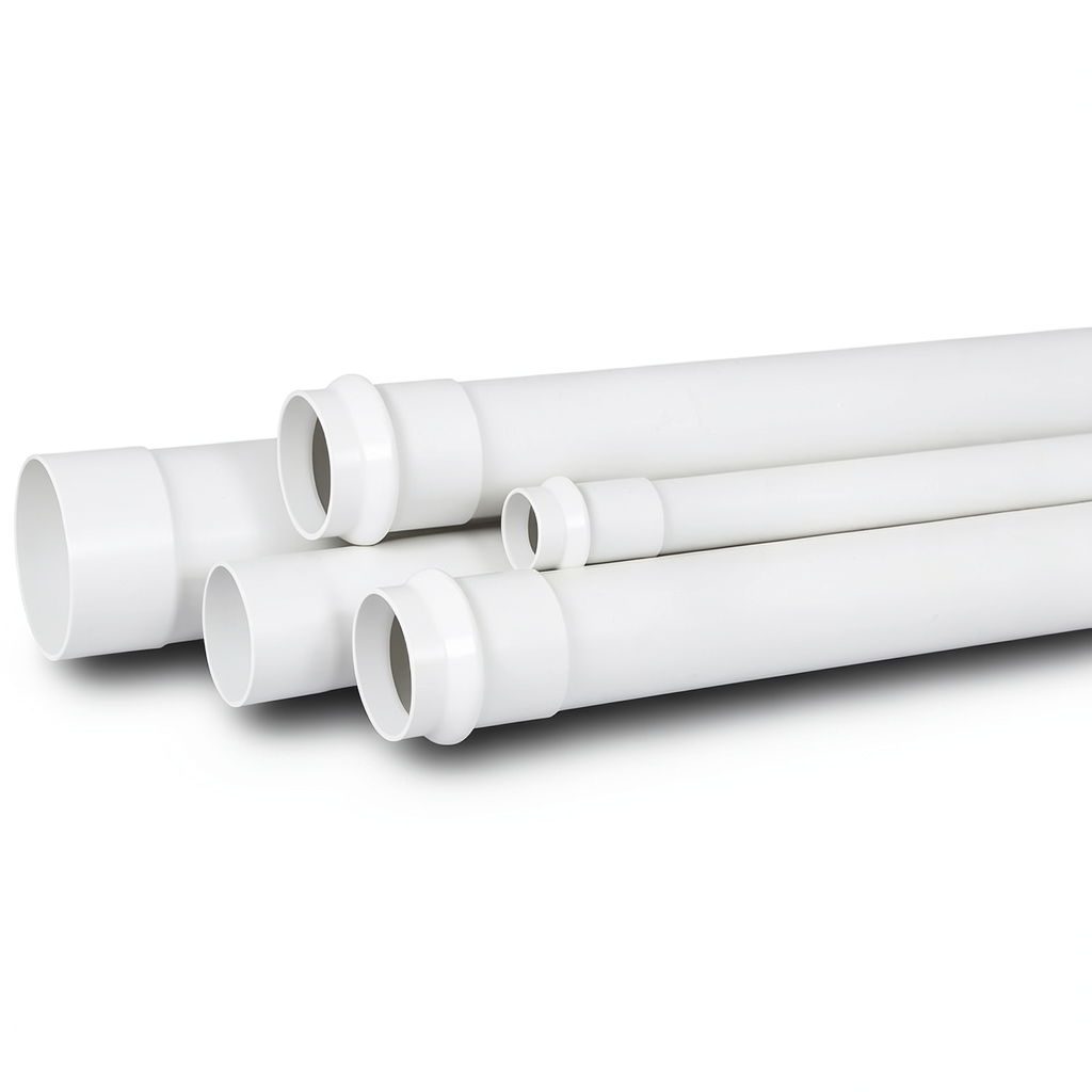 مواسير بلاستيك UPVC ضغط 9 بار مقاس 4 إنش سمك 5.2 مم لون أبيض