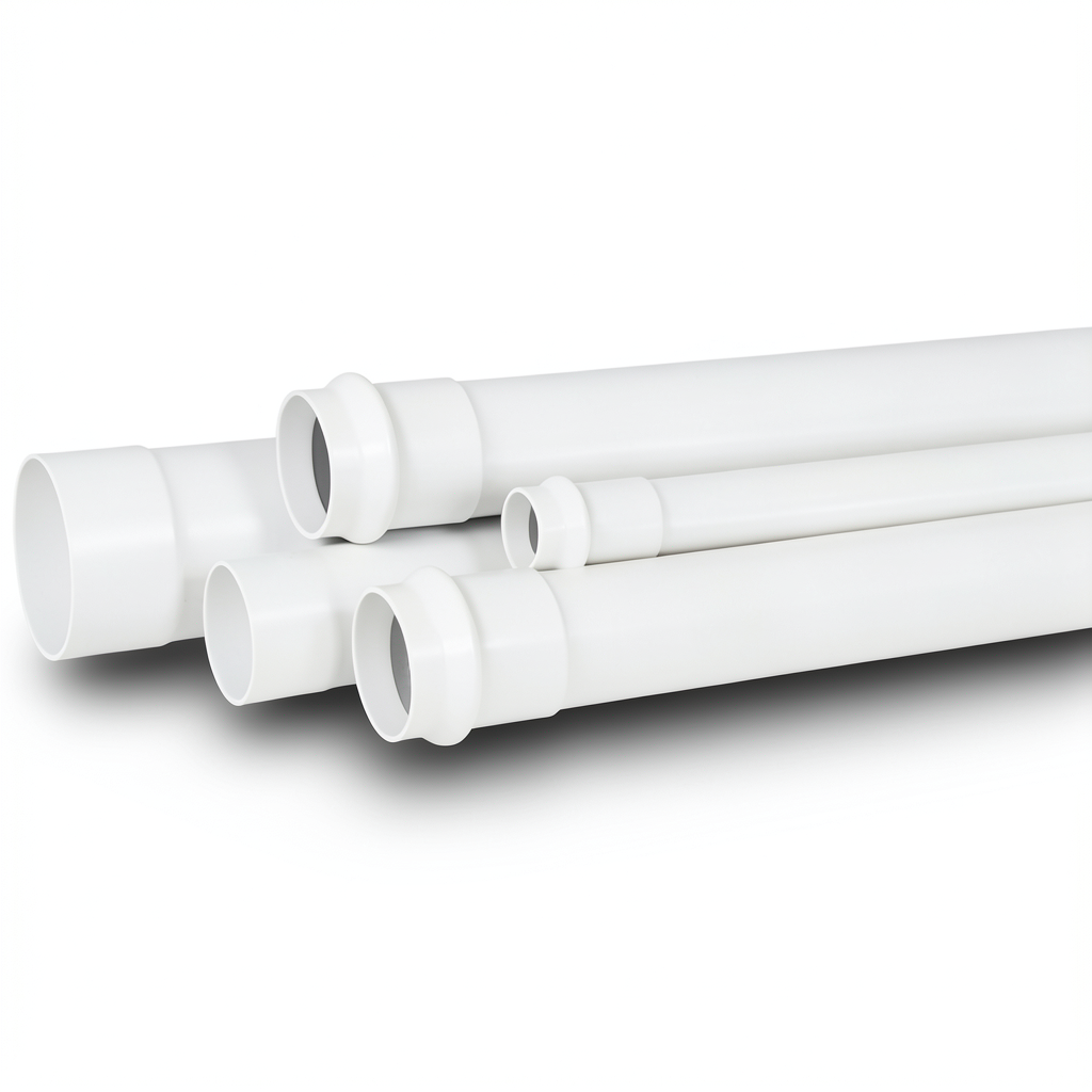 مواسير UPVC ضغط 9 بار مقاس 6 إنش سمك 7.6 مم لون أبيض