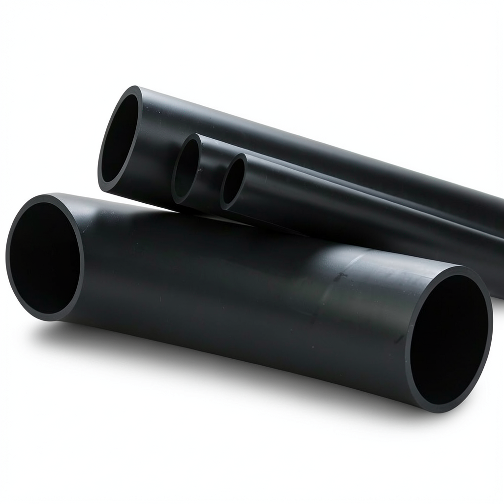 HDPE Plastic Pipe PN 4 Bar PE 80 Outer Diameter 250 mm Thickness 7.7 mm Black