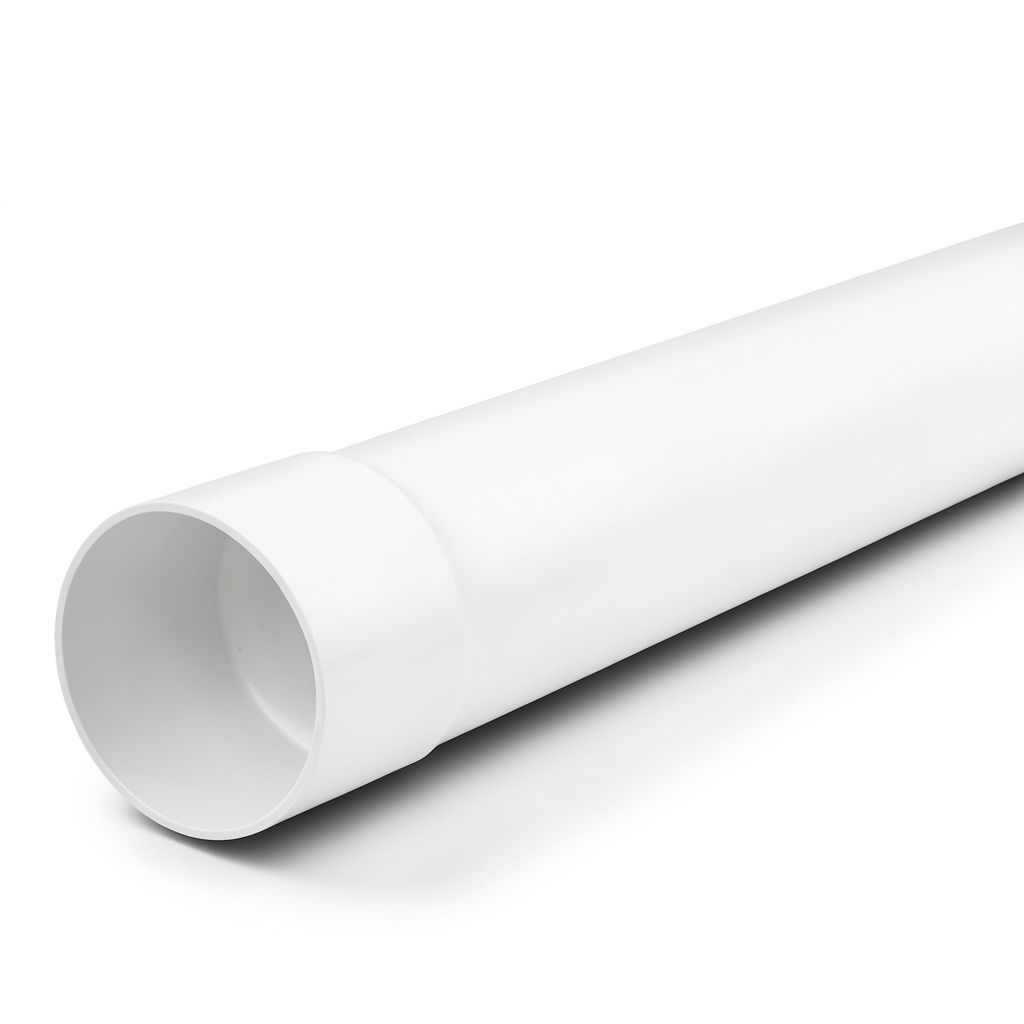 مواسير بلاستيك UPVC ضغط 7.5 بار SDR 34.4، قطر خارجي 110 مم، سمك 3.2 مم، لون أبيض