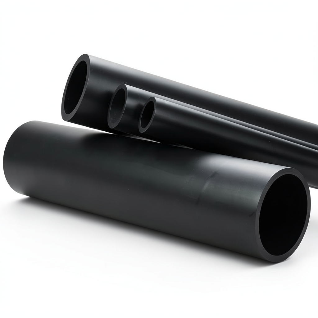 High Density Polyethylene Pipe 12.5 Bar Pressure PE 80, Thickness 55.8 mm, Black