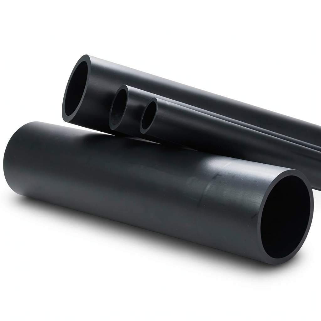 انابيب بلاستيك HDPE ضغط 4 بار PE 80 قطر خارجي 250 ملي سماكة 7.7 ملي لون اسود