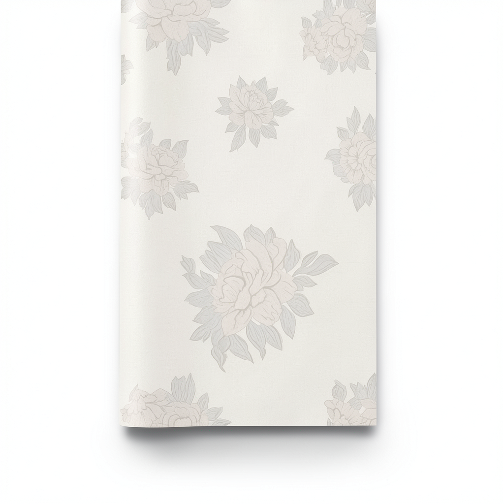 Spanish Wallpaper Floral Design Light Beige, Size 10m x 0.53m, Model 4002-1