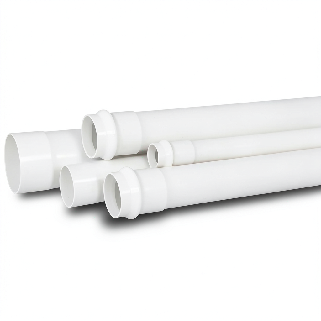 مواسير بلاستيك UPVC ضغط 9 بار مقاس 4 إنش سمك 5.2 مم لون أبيض