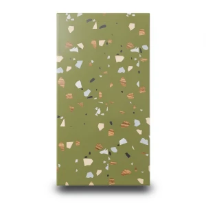 Indian Porcelain Floor Tiles 120×60 cm, Terrazzo MT, Olive Color