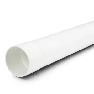 مواسير بلاستيك UPVC ضغط 7.5 بار SDR 34.4، قطر خارجي 110 مم، سمك 3.2 مم، لون أبيض