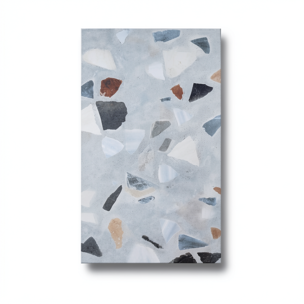Indian Porcelain Floor Tiles 120×60 cm, Terrazzo Model, Marble Chips Color