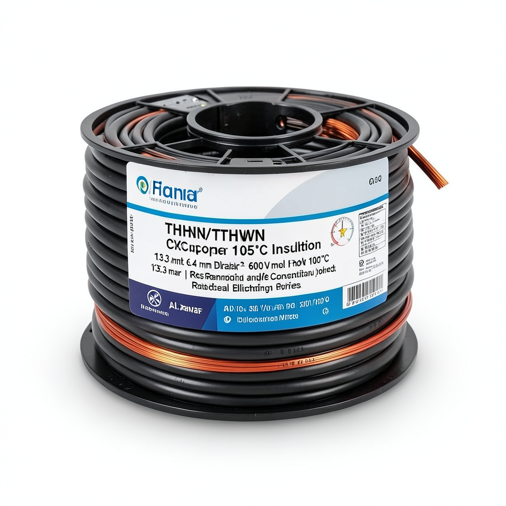 كابل نحاس THHN/THWN عزل PVC 105°C مقاس 13.3 مم² قطر 6.4 مم 600 فولت طول 500 قدم لون أسود | شركة الفنار