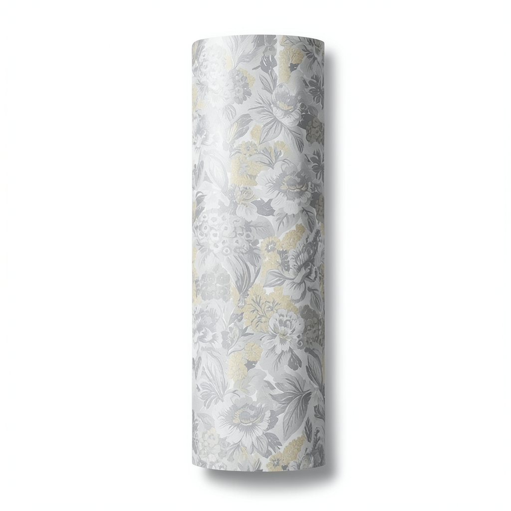 Spanish Wallpaper Floral Design Gray Color, Size 10mx0.53m, Model 4003-2