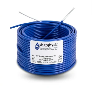 سلك نحاس مجدول 10 AWG مطلي بالقصدير، عزل PVC 105°C، ازرق، 600 فولت، طول 2500 قدم | شركة كابلات الشرقية للصناعة