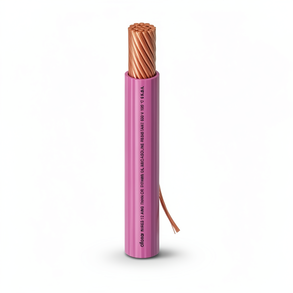 كابل نحاس THHN/THWN معزول PVC 105°C مقاس 2.08 مم² قطر 2.7 مم 600 فولت طول 500 قدم لون زهري | شركة الفنار