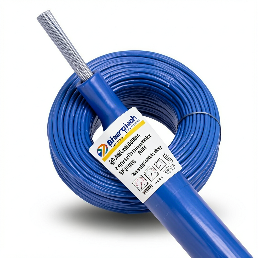 سلك كهرباء نحاس مجدول 2 AWG مطلي بالقصدير معزول PVC 105°C ازرق 600 فولت 500 قدم | شركة كابلات الشرقية للصناعة