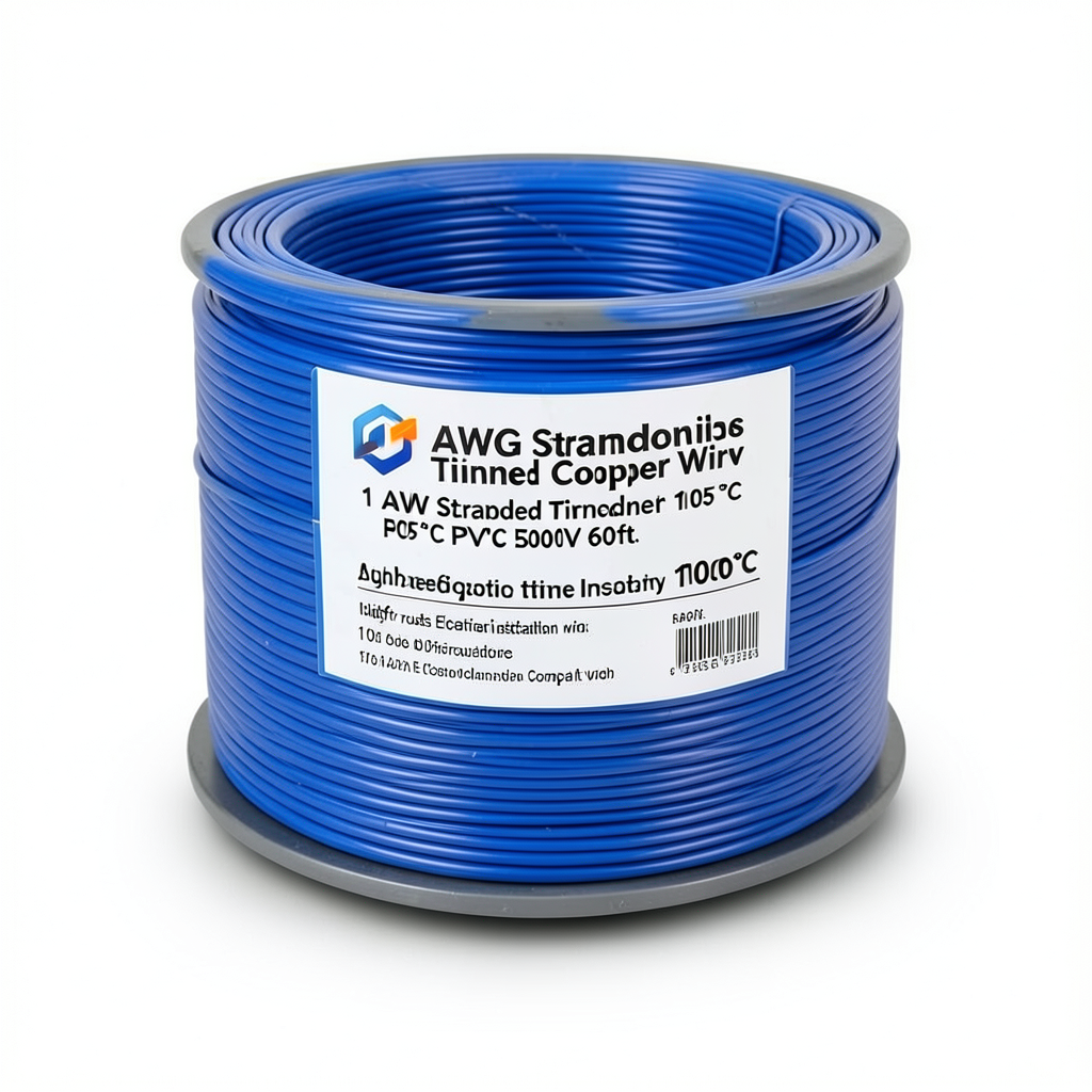 1 AWG Stranded Tinned Copper Wire PVC Insulation 105°C Blue 600V 500ft | Asharqiyah Cables Company for Industry