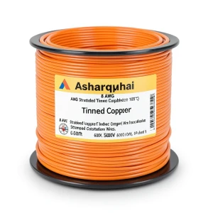 سلك كهرباء نحاس مجدول 8 AWG مطلي بالقصدير، معزول PVC (105°C)، برتقالى، 600 فولت، 500 قدم | شركة كابلات الشرقية للصناعة