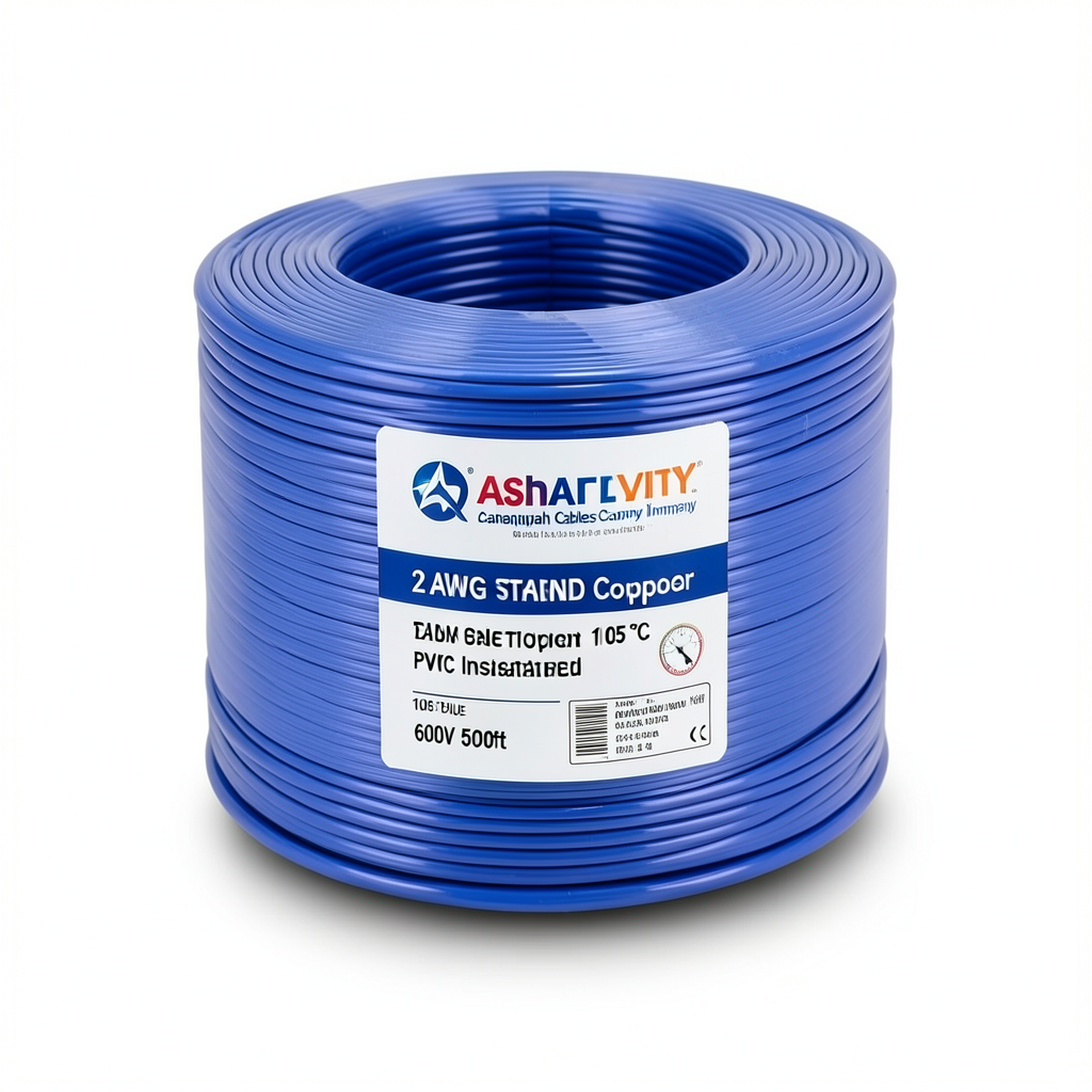 سلك كهرباء نحاس مجدول 2 AWG مطلي بالقصدير معزول PVC 105°C ازرق 600 فولت 500 قدم | شركة كابلات الشرقية للصناعة