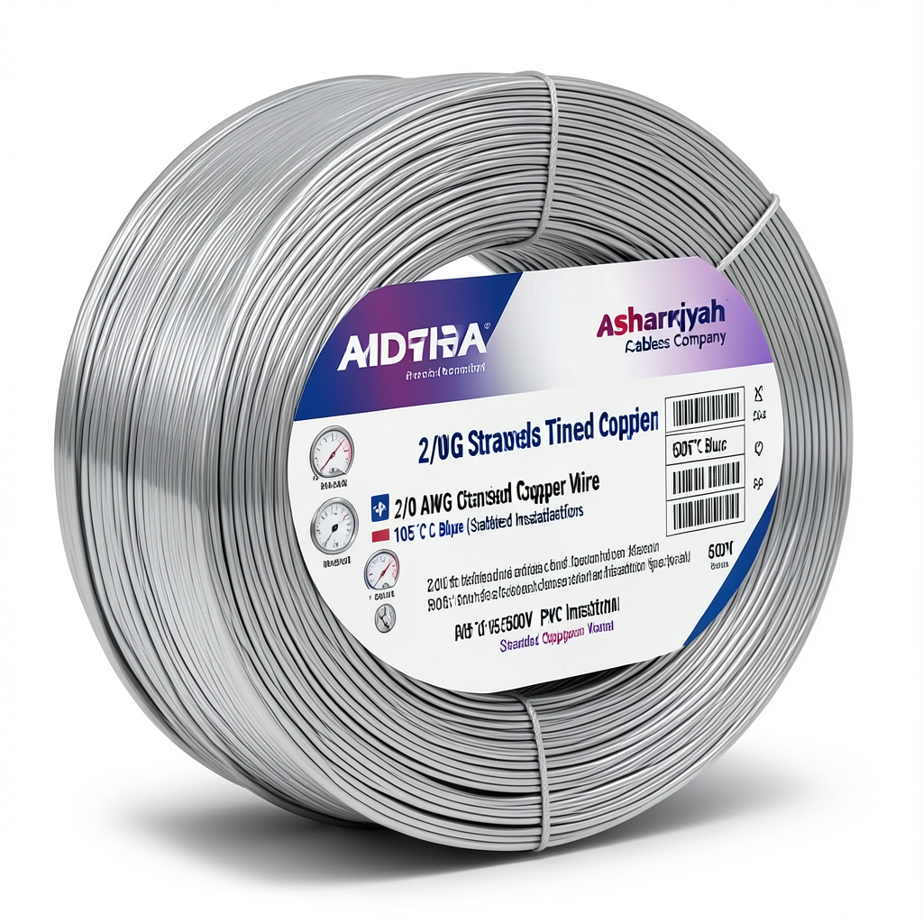 سلك نحاس مجدول 2/0 AWG مطلي بالقصدير عزل PVC 105°C ازرق 600 فولت 500 قدم | شركة كابلات الشرقية للصناعة