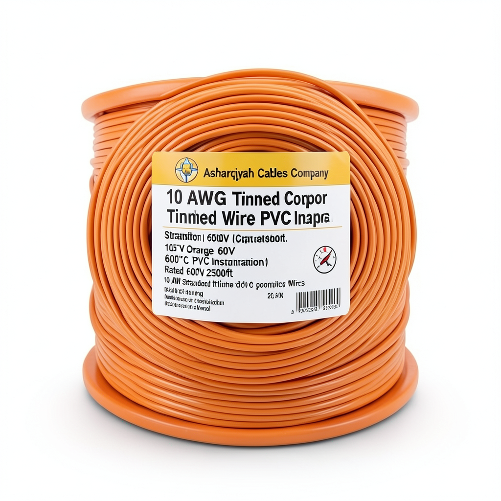 10 AWG Stranded Tinned Copper Wire PVC Insulation 105°C Orange 600V 2500ft | Asharqiyah Cables Company for Industry