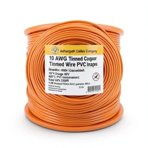 سلك نحاس مجدول 10 AWG مطلي بالقصدير عزل PVC 105°C برتقالى 600 فولت طول 2500 قدم | شركة كابلات الشرقية للصناعة