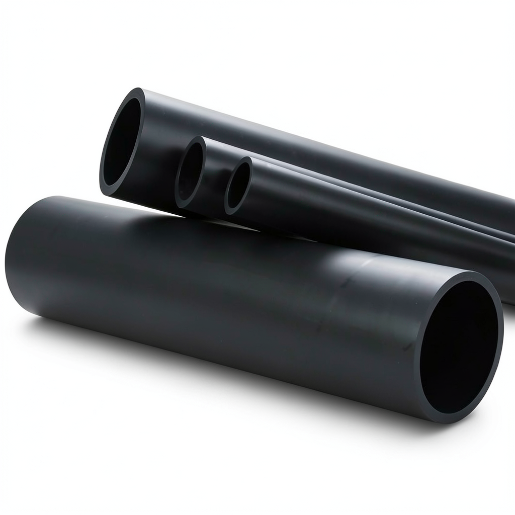 HDPE Plastic Pipe Pressure 12.5 Bar PE 80 Size OD 180 mm Thickness 16.4 mm SDR 11 Black