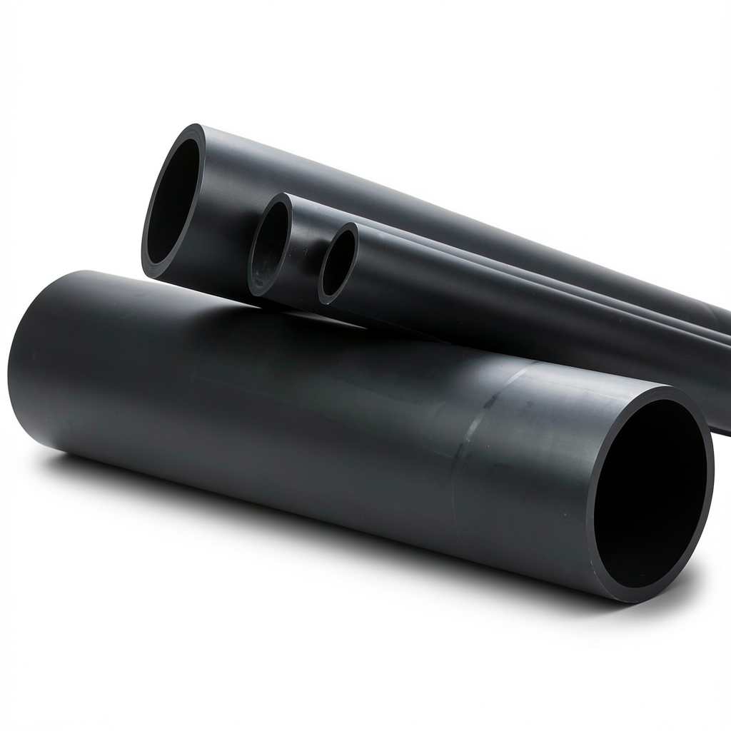 HDPE Plastic Pipe PN 4 Bar PE 80, 450 mm OD, 13.8 mm Thickness, Black