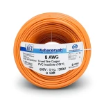 سلك كهرباء نحاس مجدول 8 AWG مطلي بالقصدير، معزول PVC (105°C)، برتقالى، 600 فولت، 500 قدم | شركة كابلات الشرقية للصناعة