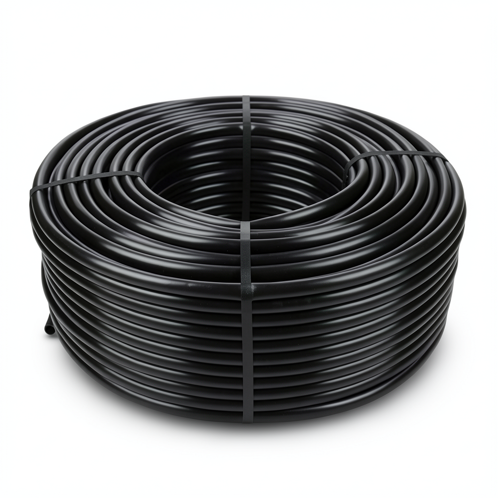 لفة أنابيب HDPE ضغط 16 بار PE 80، قطر خارجي 12 مم، سمك 1.8 مم، أسود