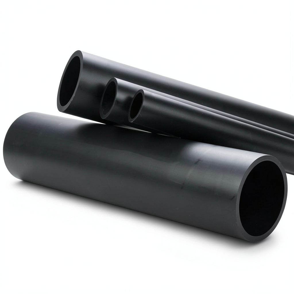 أنابيب HDPE ضغط 4 بار PE 80، قطر خارجي 630 مم، سمك 19.3 مم، أسود