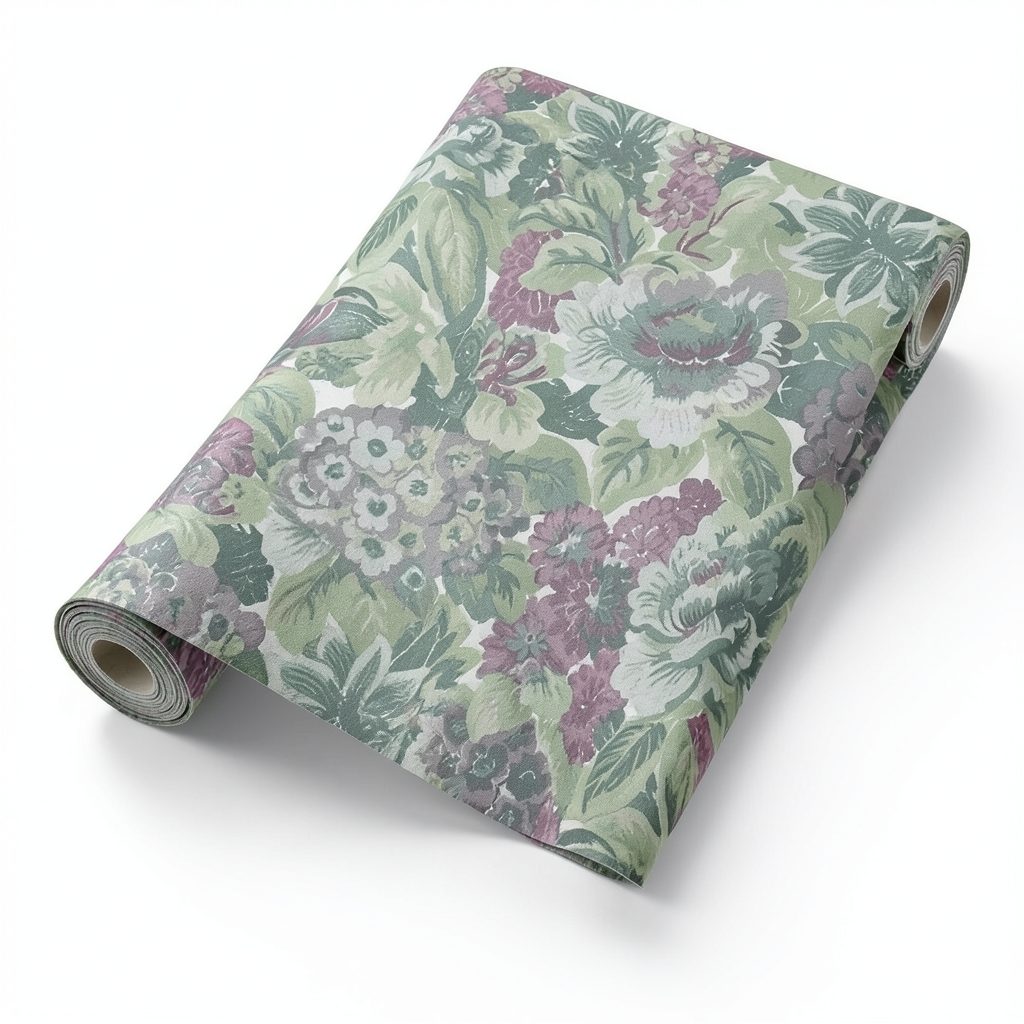 Spanish Wallpaper Floral Design Green Color, Size 10mx0.53m, Model 4003-3