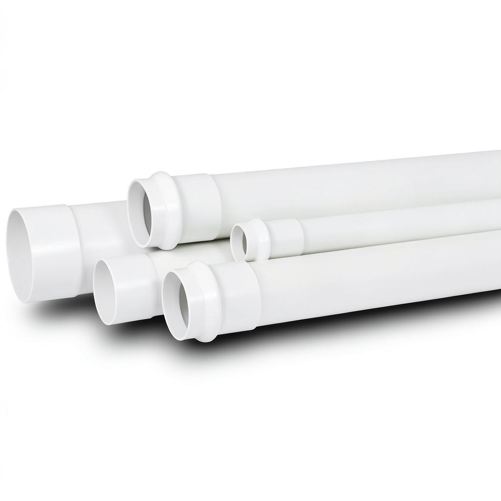 أنابيب بلاستيك UPVC ضغط 15 بار مقاس 4 إنش سماكة 8.4 مم لون أبيض