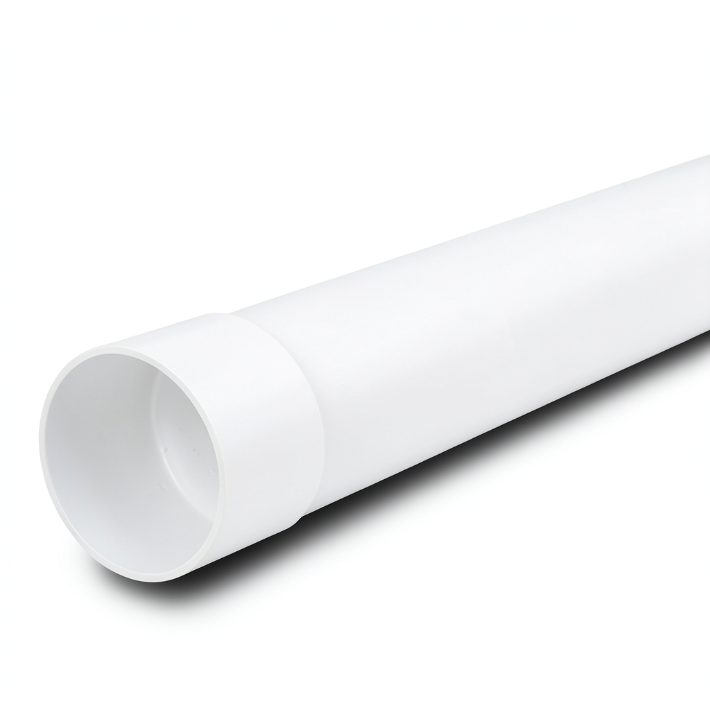 مواسير بلاستيك UPVC ضغط 8 بار SDR 33، قطر خارجي 110 مم، سمك 3.4 مم، لون أبيض