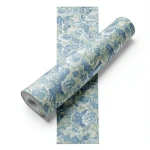 Spanish Wallpaper Floral Design 10mx0.53m Green with Blue